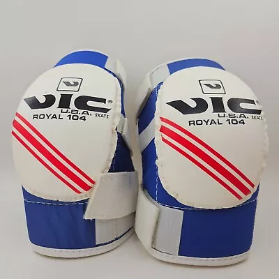 Vic USA Hockey Blue 104 Elbow Pads Guards Adult Vintage 1990s • $21