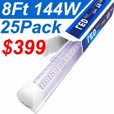 8ft Linkable Led Shop Light Fixture T8 Integrated 8 Foot Led Tube Light Bulbs*25 • $399.98