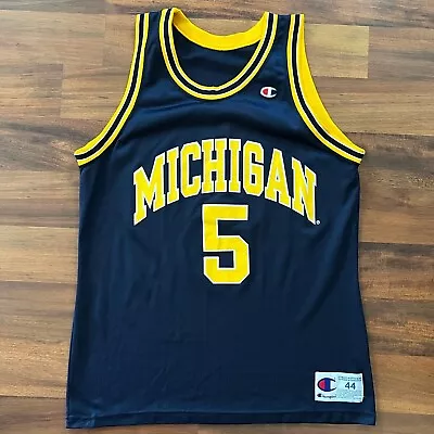 Vintage 90’s Michigan Wolverines Fab Five 5 Jalen Rose Champion Jersey Sz 44 • $125