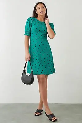 Dorothy Perkins Tall Spot Short Sleeve Mini Dress • £17.50
