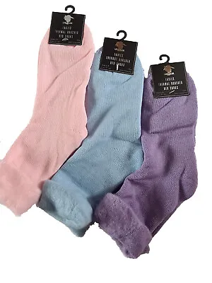 £3.99 • Buy Ladies Thermal Brushed Bed Socks Soft Cosy Warm Winter Sleep Socks By Lady Olga