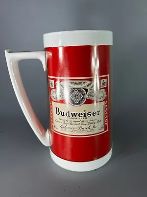 Budweiser Beer Thermo Serv Mug Tumbler Drinking Plastic Cup Retro Rare Vtg 16oz • $6.97