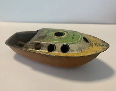 £5.80 • Buy Vintage Toy Alps Toy Co Japan Tin Litho Pop Pop Candle Powered Boat No. D