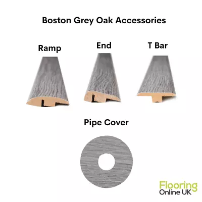 Boston Grey Oak Flooring Accessories Laminate Door Bar Trim Radiator Pipe Covers • £9.99