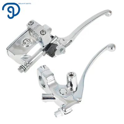 Motorcycle Chrome 1  Handlebar 25mm Clutch Lever Master Cylinder Hydraulic Brake • $24.72