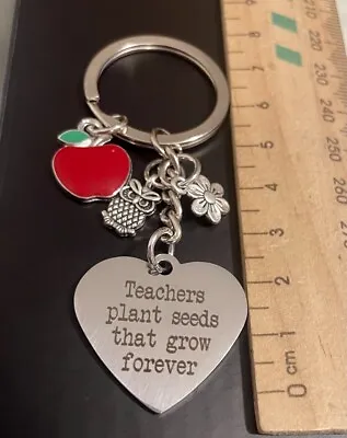 Teachers Gift Keyring: Teachers Plant Seeds That Grow Forever. Stainless Steel. • $7.99