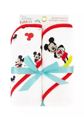 2 Pack Cudlie Baby Disney Mickey Mouse Hooded Bath Towels Happy Place Print • $13.50