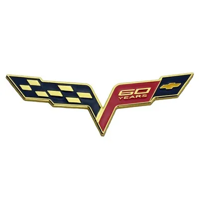 1Pc For Corvette C6 60 Years Cross Flags Emblem Metal Badge (Gold) • $12.99