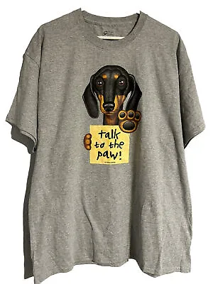 NWOT Port & Company Men's Size XL Gray Dachshund Dog T-Shirt - Talk To The Paw • $12