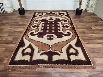 £50 • Buy Vintage 70's Mid-Century Brown Woven Wool Rug Retro Free Post!