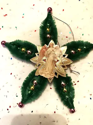 Christmas Star Ornament Vintage-style Chenille Stems angels Beads Handmade • $7.50