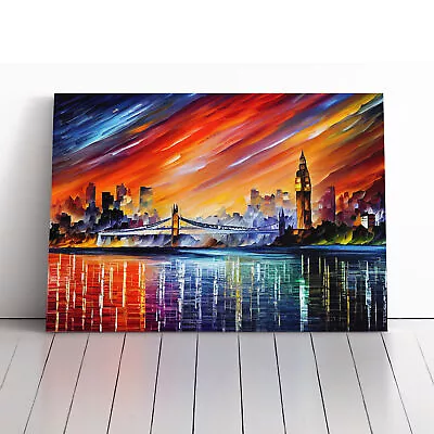 London Skyline Painted Abstract Canvas Wall Art Print Framed Picture Home Decor • £24.95