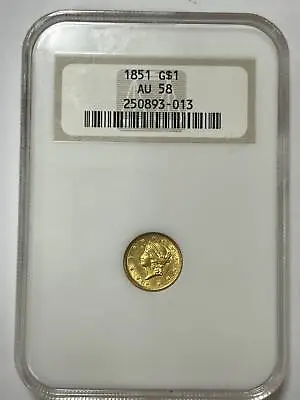 1851 P Gold Dollars Liberty Head NGC AU-58 • $385