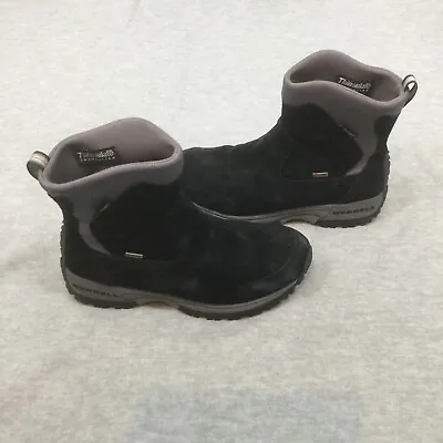 Merrell Tundra Boots Womens 9.5 Black Grey Suede Polartec Waterproof Thinsulate • $24.99