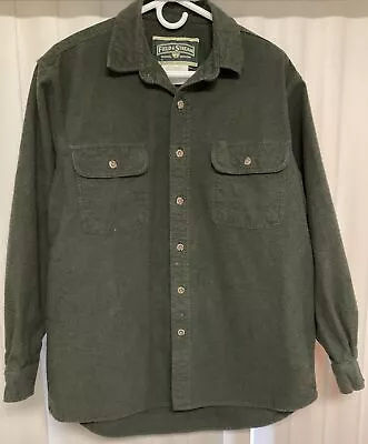 Vintage Field & Stream Shirt Jacket Mens L Green Heavy Flannel Button Up.  2483 • $14.99