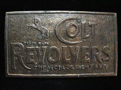 NI01119 VINTAGE 1970s **COLT REVOLVERS THE WORLDS RIGHT ARM** GUN BELT BUCKLE • $14