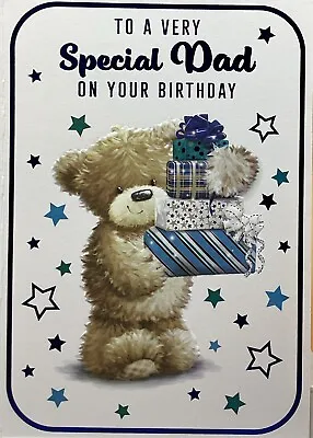 DAD BIRTHDAY GREETING CARD CUTE TEDDY 7”x5” FREE P&P • £1.99