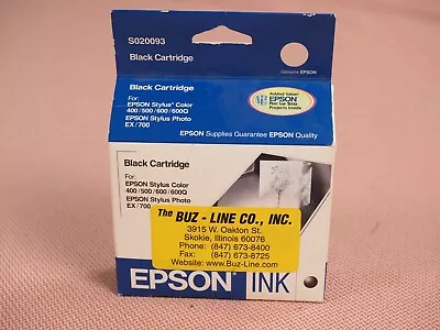 Epson SO20093 Black Ink Cartridge Stylus 400 500 600 600Q Photo New Sealed • $13