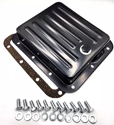 Black Steel C-4 C4 Replacement Transmission Oil Pan W/ Gasket & Bolts Mustang • $51.99