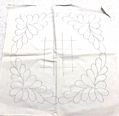 Vintage Stamped Embroidery 12 Quilt Blocks Set Lot White Muslin Plume Big 18x18  • $39.99