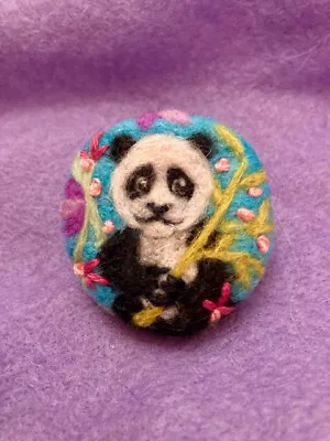 Handmade Needle Felted 'The Little Panda' Brooch • £10
