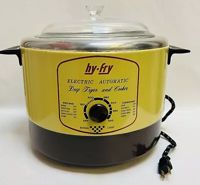 Vintage HY FRY Deep Fat Fryer And Cooker Automatic Electric M-200 Yellow Works! • $50