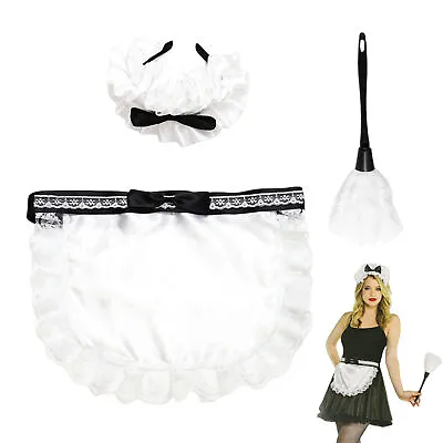 3pcs French Maid Accessories Women's Anime Cosplay Costume Headband Apron Duster • $14.96