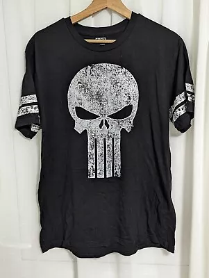 Marvel X The Punisher Skull Black Cotton T-Shirt Large • £9.95