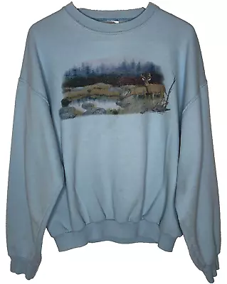 Vintage Outdoor Deer Nature Hunting Graphic Crewneck Sweatshirt Size XL • $56.99