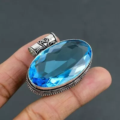 Swiss Blue Topaz Gemstone Handmade 925 Sterling Silver Jewelry Pendant 1.97  • $11.69