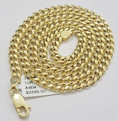 Real 10k Gold Miami Cuban Link Chain Necklace 5mm 16 -28  10kt Yellow Men Women • $610.67