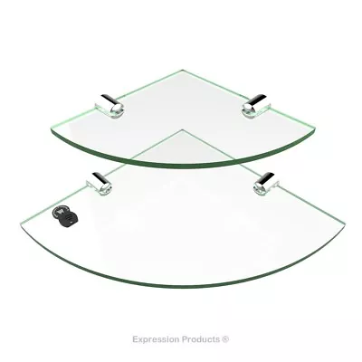 £16.23 • Buy Acrylic Corner Shelf, Bathroom, Kitchen Safety Shelves - 2 Pack 150mm & 200mm