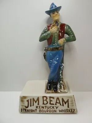 Vintage Jim Beam Bourbon Whiskey Cowboy Ceramic Pottery Statue Bottle Stand • $98