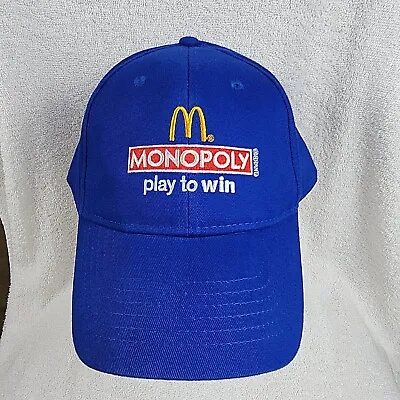 McDonalds Monopoly Play To Win Hat Cap Strapback Blue SpellOut Logo 2012 Game • $11.82