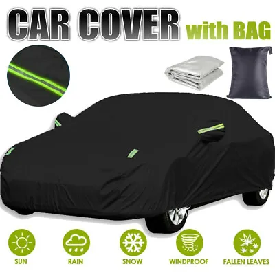 Full Car Cover Snow Dust UV Resistant All Weather Protection Sedan Coupe Black • $42.50