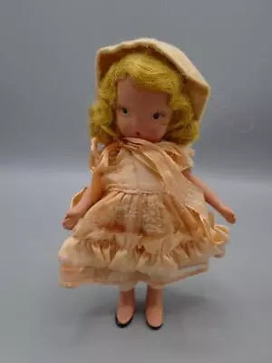 Vintage All Bisque Nancy Ann Storybook Doll Pink Peach Dress • $22.50