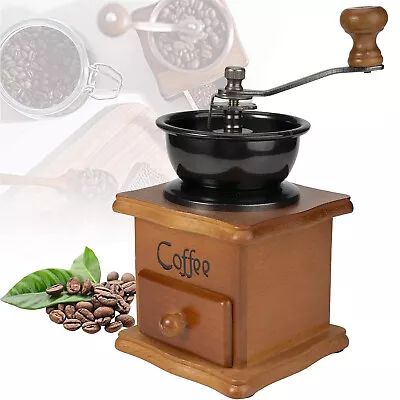 Manual Coffee Grinder Wooden Vintage Portable Hand Crank Coffee Bean Grinder UK • £12.96