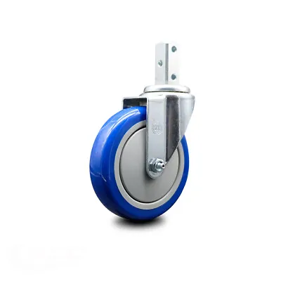 $23.07 • Buy 5 Inch Blue Polyurethane Wheel Swivel 7/8 Inch Square Stem Caster SCC