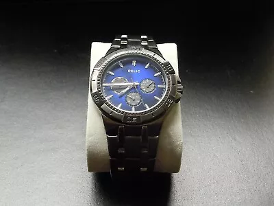 Relic Mens Watch ZR15533 Stainless Steel Analog Blue Dial Quartz Beautiful • $29.95