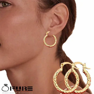 £3.99 • Buy 15MM Hypoallergenic Round Huggie Hoop Gold Earrings 14K Gold Plated Women Girls