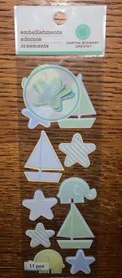 Martha Stewart Craft Baby Boy Elephant Sailboat & Stars Pop-Up Scrapbook Sticker • $8