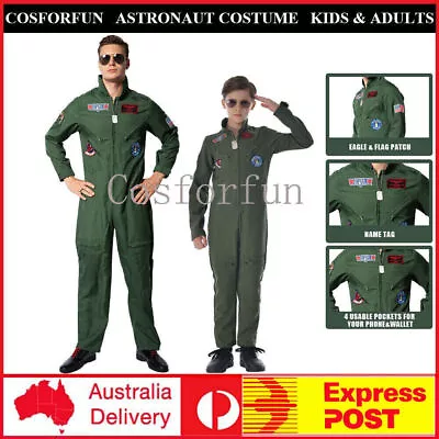 Movie Top Gun Maverick Cosplay Costume Adult Kid Pilot Flight Jumpsuit Book Week • $45.31