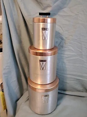 Vintage Set Of 3 Aluminum Maid Of Honor Kitchen Canister Set • $19.99