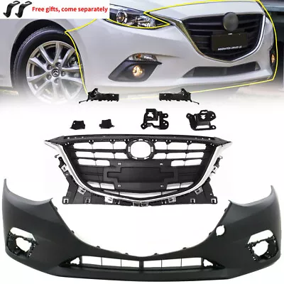 For 2014-2016 Mazda 3 Primed Front Bumper Cover And Grille W/Chrome Trim  New • $275.30