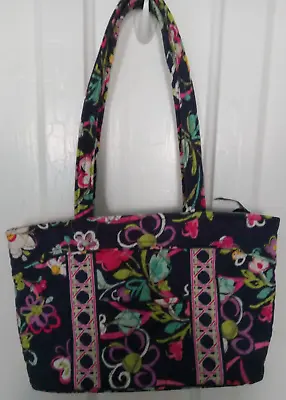 NWT VERA BRADLEY Little Mandy Black/Multi  Ribbons   Zip Top 100% Cotton Purse • $18.99