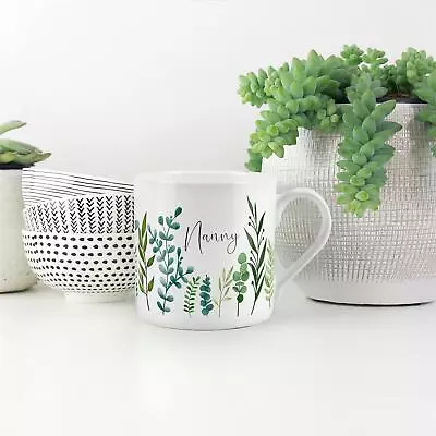 Bone China - Green Leaf Foliage Nanny Gift Coffee/Tea Mug - Present For Nanny • £13.39