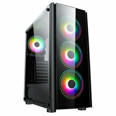 £52.99 • Buy CiT Tornado Tempered Glass Mid Tower ATX Gaming PC Case With ARGB Led Ring...