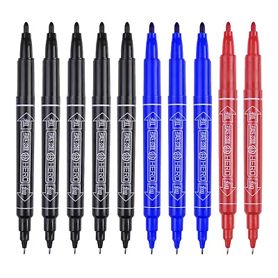 10x Fineliners Felt Tip Pens Dual Nibs Washable Marking Pens Black Blue Red Ink • $12.99