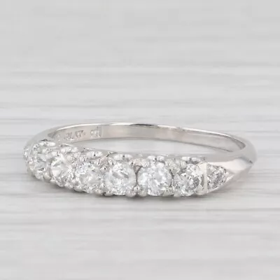 0.67ctw Diamond Wedding Band 900 Platinum Stackable Anniversary Ring Vintage • $899.99