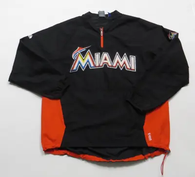 Miami Marlins Majestic Cool Base Wind Breaker Mens Large Long Sleeve 1/4 Zip • $39.80